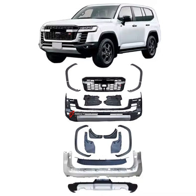 CONVERSION UPGRADE BODY KIT for LAND CRUISER 300 2021+ upgrade to GR SPORT

Set includes:

Front Bumper
Front Grille
Headlights (Optional)
Side Fenders
Rear Bumper
Diffuser

Material: Plastic

NOTE: Professional installation is required.

Contact us for pricing