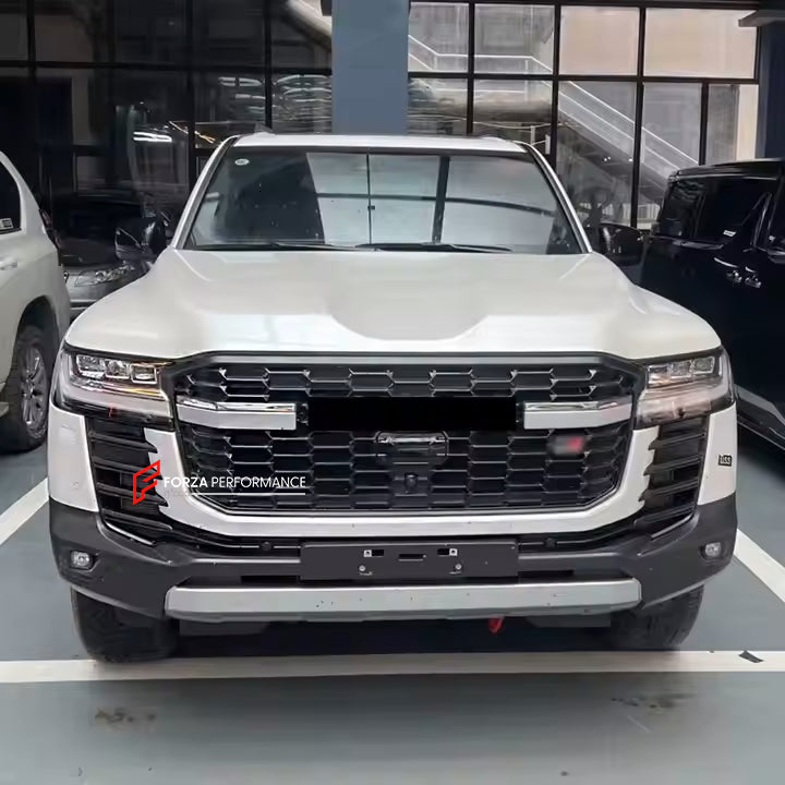 CONVERSION UPGRADE BODY KIT for LAND CRUISER 300 LC 300 2021+ upgrade to GR SPORT

Set includes:

Front Bumper
Front Grille
Headlights (Optional)
Side Fenders
Rear Bumper
Diffuser

Material: Plastic

NOTE: Professional installation is required.