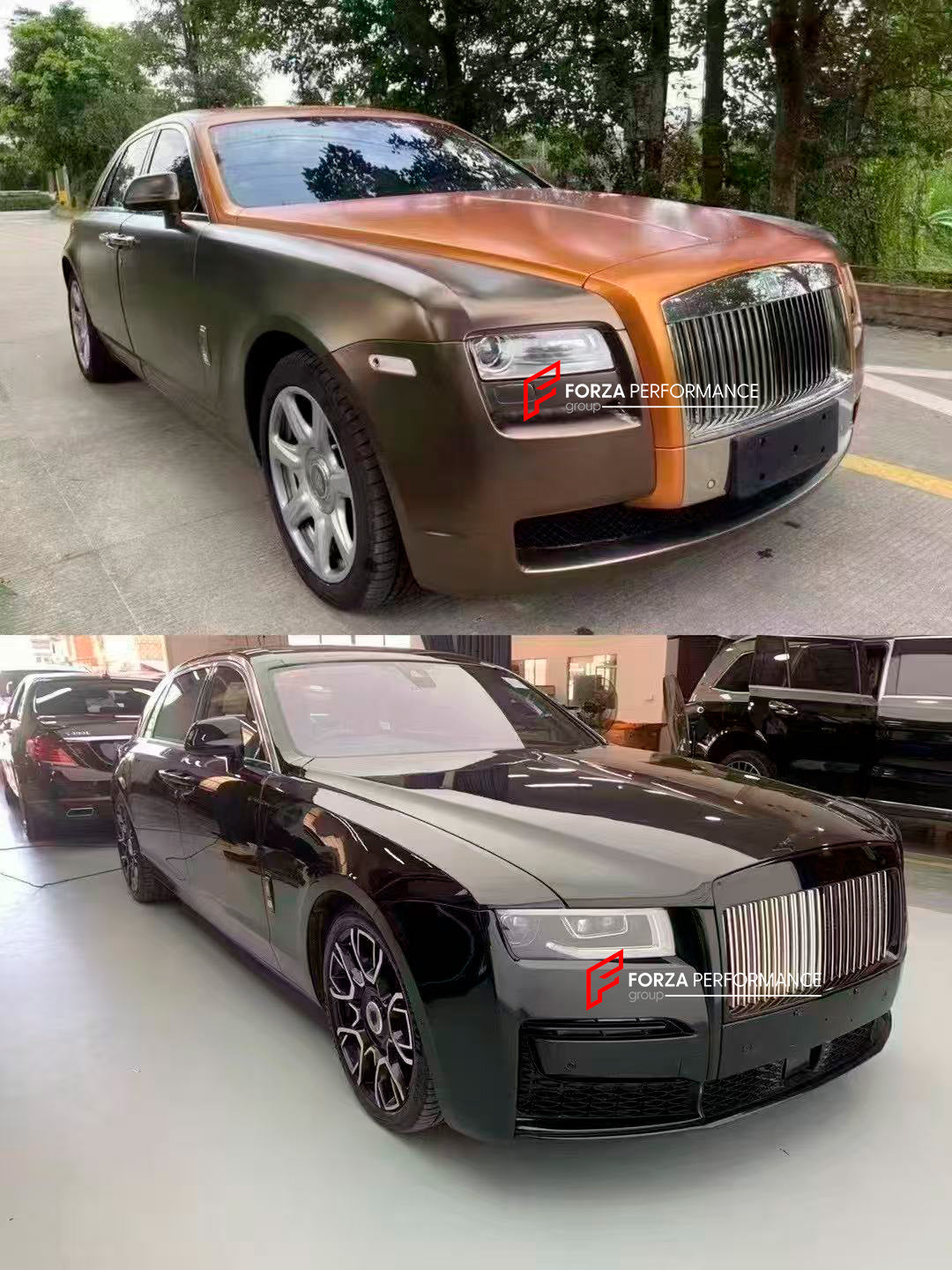 CONVERSION UPGRADE BODY KIT for ROLLS-ROYCE GHOST 1 2009 - 2014 upgrade to GHOST 4 2025+

Set includes:

Front Bumper Assembly
Front Grille
Headlights
Hood / Bonnet
Front Fenders
Tail Lights
Rear Bumper
Exhaust Tips

Material: Platic, Aluminium

NOTE: Professional installation is required