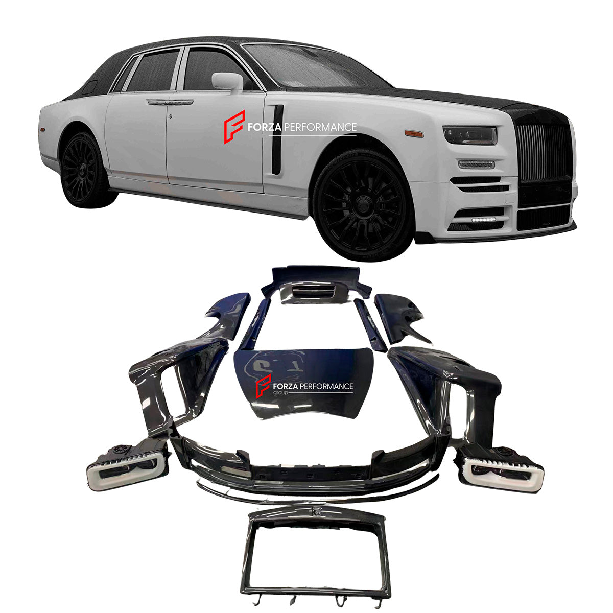 CONVERSION UPGRADE BODY KIT for ROLLS ROYCE PHANTOM 2002-2016 upgrade facelift to 2017+ 8 GEN 


Set includes:

Front Bumper

Front lip
Headlights
Front Fenders
Hood/Bonnet
Front grille cover
Side skirts

Rear trunk
Rear bumper
Rear fenders

Material: Fiberglass

NOTE: Professional installation is required. Rear fender cutting is required.



Why “Contact Us for Pricing”?

We don’t display fixed prices because our goal is to offer you the most competitive deal possible. Product costs often decrease over tim