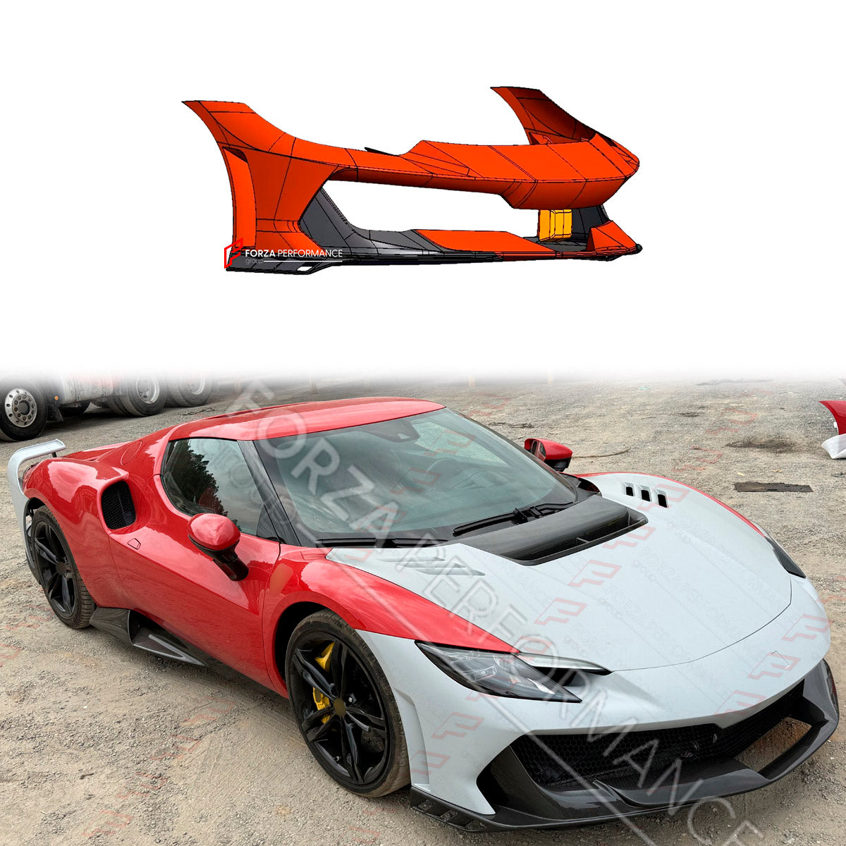 CONVERSION UPGRADE CARBON FRONT BUMPER for FERRARI 296 GTS GTB upgrade to SPECIALE

Set includes:

Front Bumper
Material: Carbon Fiber

Note: Professional installation is required.