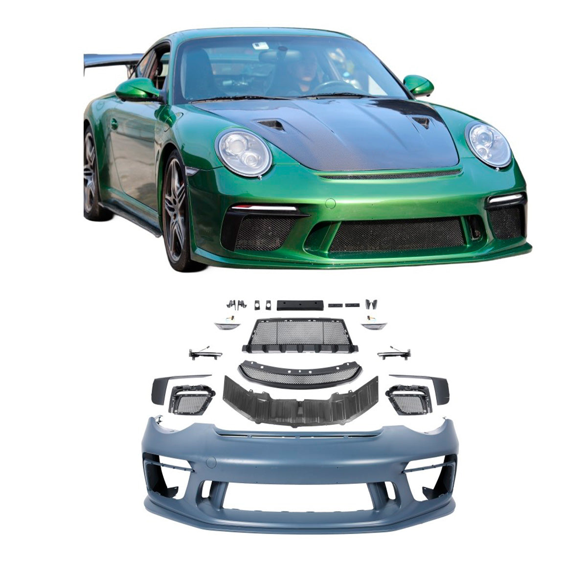 CONVERSION UPGRADE FRONT BUMPER for PORSCHE 911 997.1 2004 - 2010 upgrade to 991.2 GT3