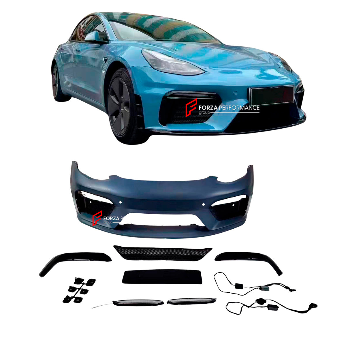 CONVERSION UPGRADE FRONT BUMPER KIT for TESLA MODEL 3 2017 - 2023 upgrade to 718 982 GT4

Set includes:

Front Bumper Assembly


Material: Plastic

NOTE: Professional installation is required.