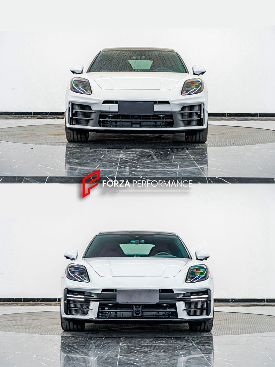CONVERSION BODY KIT for PORSCHE PANAMERA S 4S 4E HYBRID 976 UPGRADE to PORSCHE PANAMERA 976 GTS FACELIFT

Set includes:

Front Bumper Assembly
Front DRL Lights
Grille
Side Skirts
Rear Diffuser
Exhaust Tips

Material: Plastic PP

Note: Professional installation is required.
