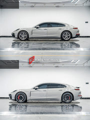 CONVERSION BODY KIT for PORSCHE PANAMERA S 4S 4E HYBRID 976 UPGRADE to PORSCHE PANAMERA 976 GTS FACELIFT

Set includes:

Front Bumper Assembly
Front DRL Lights
Grille
Side Skirts
Rear Diffuser
Exhaust Tips

Material: Plastic PP

Note: Professional installation is required.