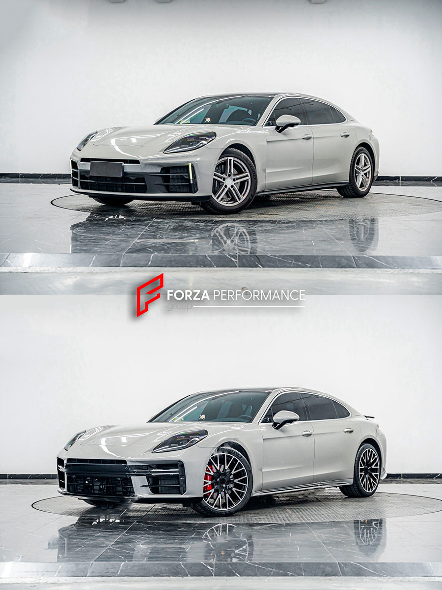 CONVERSION BODY KIT for PORSCHE PANAMERA S 4S 4E HYBRID 976 UPGRADE to PORSCHE PANAMERA 976 GTS FACELIFT

Set includes:

Front Bumper Assembly
Front DRL Lights
Grille
Side Skirts
Rear Diffuser
Exhaust Tips

Material: Plastic PP

Note: Professional installation is required.