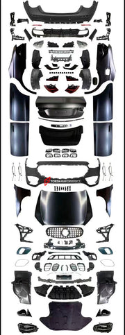 CONVERSION W223 S63 AMG BODY KIT for MERCEDES BENZ S CLASS W222 2014 - 2020
Set includes:

Front Bumper
Front Grille
Hood Bonnet
Front Fenders
Headlights
Rear Bumper
Rear Diffuser
Taillights
Trunk Lid
Mirror Caps
Exhaust Tips
Material: Plastic

NOTE: Professional installation is required.