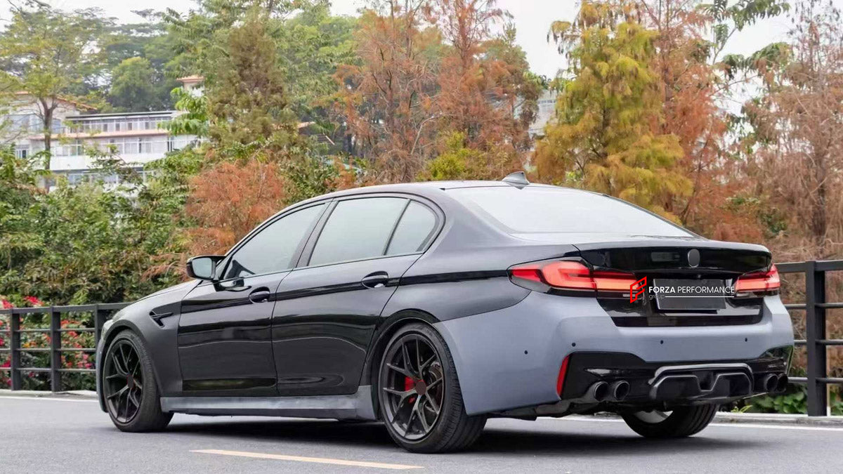 CONVERSION WIDE BODY KIT for BMW 5 SERIES G30 G38 2016 - 2020 UPGRADE to M5 F90 LCI 2020 - 2023

Set includes:
Front Bumper Assembly
Front Grille
Headlights
Hood Bonnet
Front Fenders
Side Skirts
Tail Lights
Rear Bumper Assembly
Rear Diffuser
Exhaust Tips

Material: Plastic

NOTE: Professional installation is required.
