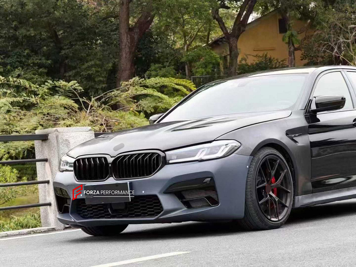 CONVERSION WIDE BODY KIT for BMW 5 SERIES G30 G38 2016 - 2020 UPGRADE to M5 F90 LCI 2020 - 2023

Set includes:
Front Bumper Assembly
Front Grille
Headlights
Hood Bonnet
Front Fenders
Side Skirts
Tail Lights
Rear Bumper Assembly
Rear Diffuser
Exhaust Tips

Material: Plastic

NOTE: Professional installation is required.