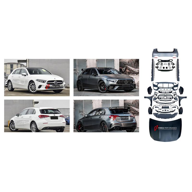 CONVERSION WIDE BODY KIT for MERCEDES-BENZ A-CLASS W177 HATCHBACK 2018 - 2022 UPGRADE to A-CLASS AMG W177 A45S 2019 - 2022