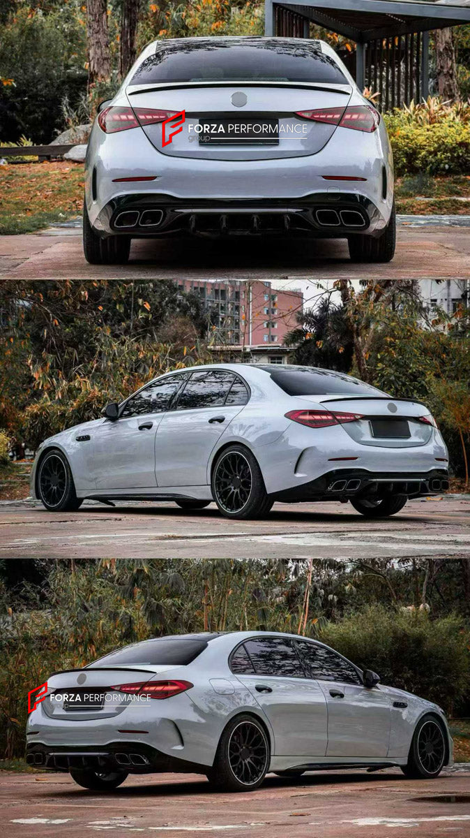 CONVERSION WIDE BODY KIT for MERCEDES-BENZ C-CLASS W206 2021+ UPGRADE to C63 AMG W206 2022+ FORZA PERFORMANCE custom fit C63 AMG Style

Set includes:
Front Bumper Assembly
Front Grille
Hood Bonnet
Front Fenders
Side Skirts
Rear Bumper Fins
Rear Diffuser
Exhaust Tips

Material: Plastic

NOTE: Professional installation is required.