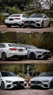 CONVERSION WIDE BODY KIT for MERCEDES-BENZ C-CLASS W206 2021+ UPGRADE to C63 AMG W206 2022+ FORZA PERFORMANCE custom fit C63 AMG Style

Set includes:
Front Bumper Assembly
Front Grille
Hood Bonnet
Front Fenders
Side Skirts
Rear Bumper Fins
Rear Diffuser
Exhaust Tips

Material: Plastic

NOTE: Professional installation is required.