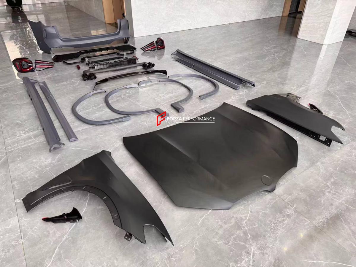 CONVERSION UPGRADE FACELIFT OLD TO NEW BODY KIT for BMW X3 F25 2011 - 2017 to X3M F97 LCI
Set includes:

Front Bumper
Grille
Headlights
Hood
Front Fenders
Fender Flares
Side Skirts
Tail Lights
Rear Bumper
Rear Diffuser
Exhaust Tips
Material: Plastic

NOTE: Professional installation is required.