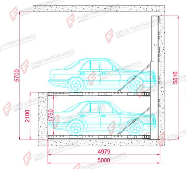CPS-2 Cantilever Pit Garage Parking System - Post-Free In-Ground Stacker - aparcamiento de coches / système de stationnement