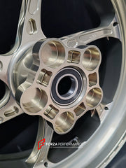 We manufacture premium quality forged motorcycle wheels rims for HONDA CBR1000RRR in any design, size, color.

Wheel sizes (motorcycle spec):

Front: 3.5 x 17

Rear: 6 x 17

Weight:

Front: 3.5 kg (7.72 lbs)

Rear: 4.5 kg (9.92 lbs)


Finishing: Gloss Bronze

Forza Performance Group engineers and manufactures each forged motorcycle wheel individually per order. This ensures precise fitment, uncompromised strength, and unique styling. Whether for racing, touring, or daily use — our wheels are built for both 