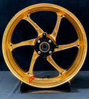 We manufacture premium quality forged motorcycle wheels rims for HONDA CBR650R in any design, size, color.

Wheel sizes (motorcycle spec):

Front: 3.5 x 17

Rear: 5.5 x 17

Weight:

Front: 3.9 kg (7.94 lbs)

Rear: 4.55 kg (10.58 lbs)


Finishing: Gloss Gold

Forza Performance Group engineers and manufactures each forged motorcycle wheel individually per order. This ensures precise fitment, uncompromised strength, and unique styling. Whether for racing, touring, or daily use — our wheels are built for both p