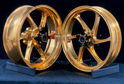 We manufacture premium quality forged motorcycle wheels rims for HONDA CBR650R in any design, size, color.

Wheel sizes (motorcycle spec):

Front: 3.5 x 17

Rear: 5.5 x 17

Weight:

Front: 3.9 kg (7.94 lbs)

Rear: 4.55 kg (10.58 lbs)


Finishing: Gloss Gold

Forza Performance Group engineers and manufactures each forged motorcycle wheel individually per order. This ensures precise fitment, uncompromised strength, and unique styling. Whether for racing, touring, or daily use — our wheels are built for both p