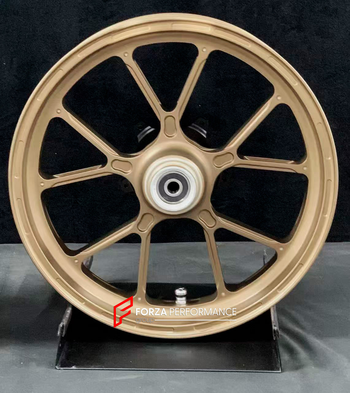 We manufacture premium quality forged motorcycle wheels rims for APRILIA SRMAX 125 300 250 HPE in any design, size, color.

Wheel sizes (motorcycle spec):

Front: 3.0 x 15

Rear: 4.0 x 14

Weight:

Front: 3.65 kg (8.05 lbs)

Rear: 2.5 kg (5.51 lbs)


Finishing: Satin Bronze

Forza Performance Group engineers and manufactures each forged motorcycle wheel individually per order. This ensures precise fitment, uncompromised strength, and unique styling. Whether for racing, touring, or daily use — our wheels are