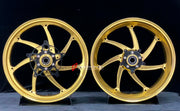 We manufacture premium quality forged motorcycle wheels rims for S1000RR M1000RR in any design, size, color.

Wheel sizes (motorcycle spec):

Front: 3.5 x 17

Rear: 6 x 17

Weight:

Front: 4.35 kg (9.59 lbs)

Rear: 4.85 kg (10.69lbs)

Finishing: Gloss Gold

Forza Performance Group engineers and manufactures each forged motorcycle wheel individually per order. This ensures precise fitment, uncompromised strength, and unique styling. Whether for racing, touring, or daily use — our wheels are built for both pe