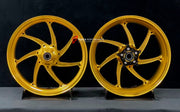 We manufacture premium quality forged motorcycle wheels rims for BMW S1000RR M1000RR in any design, size, color.

Wheel sizes (motorcycle spec):

Front: 3.5 x 17

Rear: 6 x 17

Weight:

Front: 3.6 kg (7.94 lbs)

Rear: 4.45 kg (9.81 lbs)

Finishing: Gloss Gold

Forza Performance Group engineers and manufactures each forged motorcycle wheel individually per order. This ensures precise fitment, uncompromised strength, and unique styling. Whether for racing, touring, or daily use — our wheels are built for both