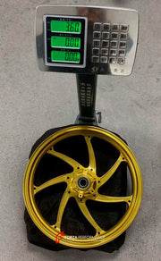 We manufacture premium quality forged motorcycle wheels rims for BMW S1000RR M1000RR in any design, size, color.

Wheel sizes (motorcycle spec):

Front: 3.5 x 17

Rear: 6 x 17

Weight:

Front: 3.6 kg (7.94 lbs)

Rear: 4.45 kg (9.81 lbs)

Finishing: Gloss Gold

Forza Performance Group engineers and manufactures each forged motorcycle wheel individually per order. This ensures precise fitment, uncompromised strength, and unique styling. Whether for racing, touring, or daily use — our wheels are built for both