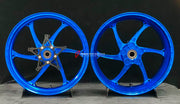 We manufacture premium quality forged motorcycle wheels rims for S1000RR M1000RR in any design, size, color.

Wheel sizes (motorcycle spec):

Front: 3.5 x 17

Rear: 6 x 17

Weight:

Front: 3.25 kg (7.16 lbs)

Rear: 4.35 kg (9.59 lbs)


Finishing: Gloss Blue

Forza Performance Group engineers and manufactures each forged motorcycle wheel individually per order. This ensures precise fitment, uncompromised strength, and unique styling. Whether for racing, touring, or daily use — our wheels are built for both p