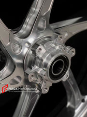 We manufacture premium quality forged motorcycle wheels rims for BMW S1000RR M1000RR in any design, size, color.

Wheel sizes (motorcycle spec):

Front: 3.5 x 17

Rear: 6 x 17

Weight:

Front: 3.15 kg (6.94 lbs)

Rear: 4.4 kg (9.7 lbs)

Finishing: Gloss Silver

Forza Performance Group engineers and manufactures each forged motorcycle wheel individually per order. This ensures precise fitment, uncompromised strength, and unique styling. Whether for racing, touring, or daily use — our wheels are built for bot