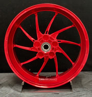 We manufacture premium quality forged motorcycle wheels rims for DUCATI PANIGALE V4 V4S V4R V4 SP2 in any design, size, color.

Wheel sizes (motorcycle spec):

Front: 3.5 x 17

Rear: 6 x 17

Weight:

Front: 4.05 kg (8.93 lbs)

Rear: 5.4 kg (11.9 lbs)


Finishing: Gloss Red

Forza Performance Group engineers and manufactures each forged motorcycle wheel individually per order. This ensures precise fitment, uncompromised strength, and unique styling. Whether for racing, touring, or daily use — our wheels are 