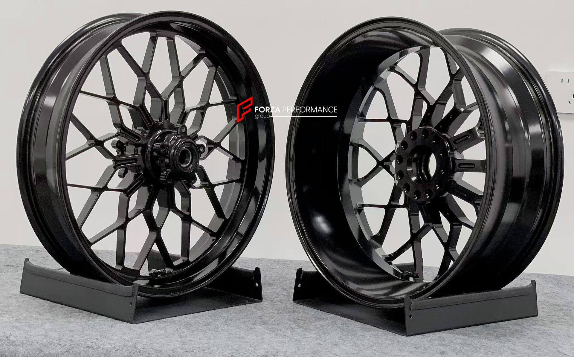 We manufacture premium quality forged motorcycle wheels rims for DUCATI MULTISTRADA V4 V4S V4RS V4 RALLY V4 PIKES PEAK in any design, size, color.

Wheel sizes (motorcycle spec):

Front: 3.5 x 17

Rear: 5.5 x 17

Weight:

Front: 4.25 kg (9.37 lbs)

Rear: 4.95 kg (10.91 lbs)


Finishing:Gloss Black

Forza Performance Group engineers and manufactures each forged motorcycle wheel individually per order. This ensures precise fitment, uncompromised strength, and unique styling. Whether for racing, touring, or da