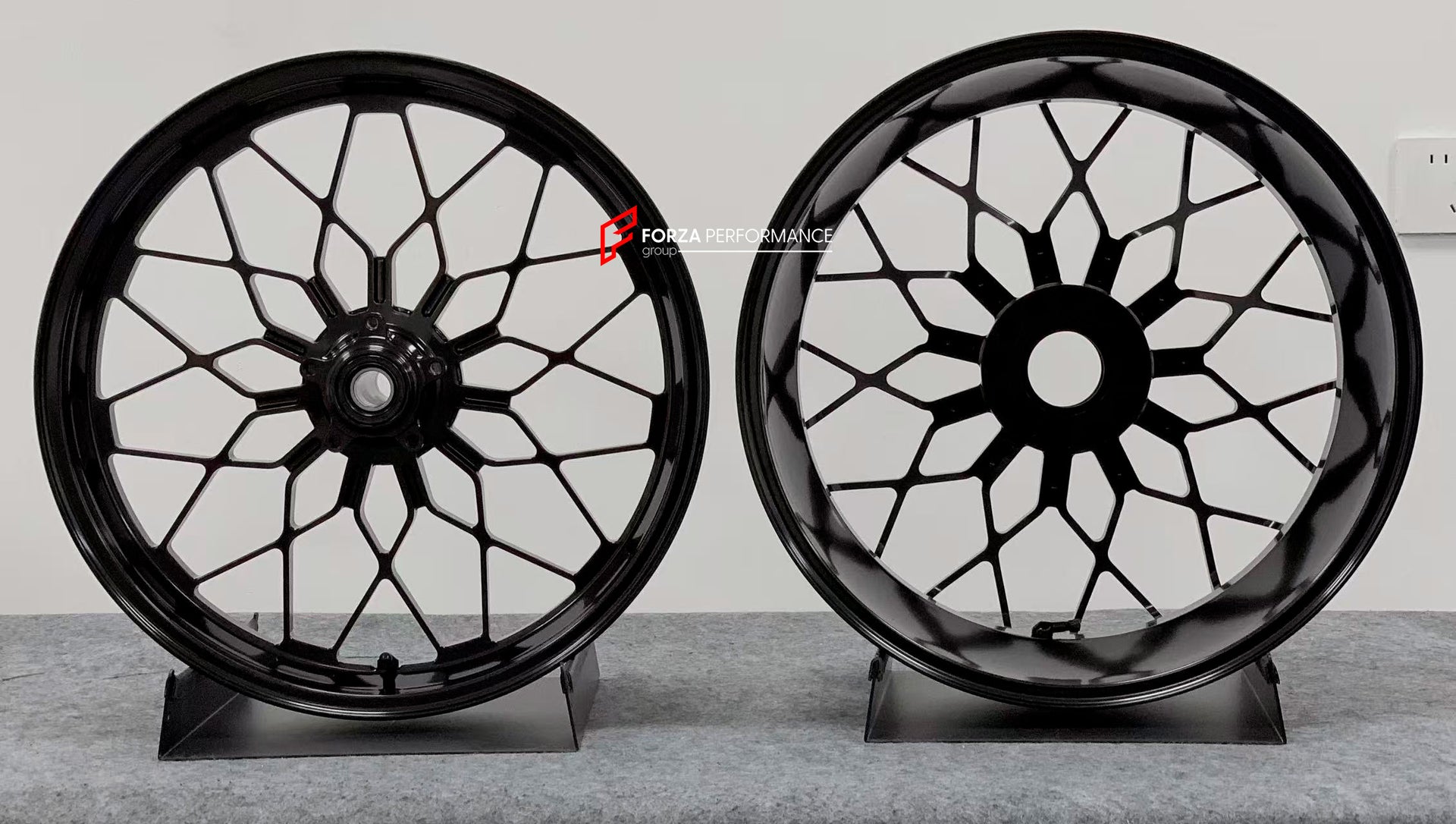 We manufacture premium quality forged motorcycle wheels rims for DUCATI MULTISTRADA V4 V4S V4RS V4 RALLY V4 PIKES PEAK in any design, size, color.

Wheel sizes (motorcycle spec):

Front: 3.5 x 17

Rear: 5.5 x 17

Weight:

Front: 4.25 kg (9.37 lbs)

Rear: 4.95 kg (10.91 lbs)


Finishing:Gloss Black

Forza Performance Group engineers and manufactures each forged motorcycle wheel individually per order. This ensures precise fitment, uncompromised strength, and unique styling. Whether for racing, touring, or da