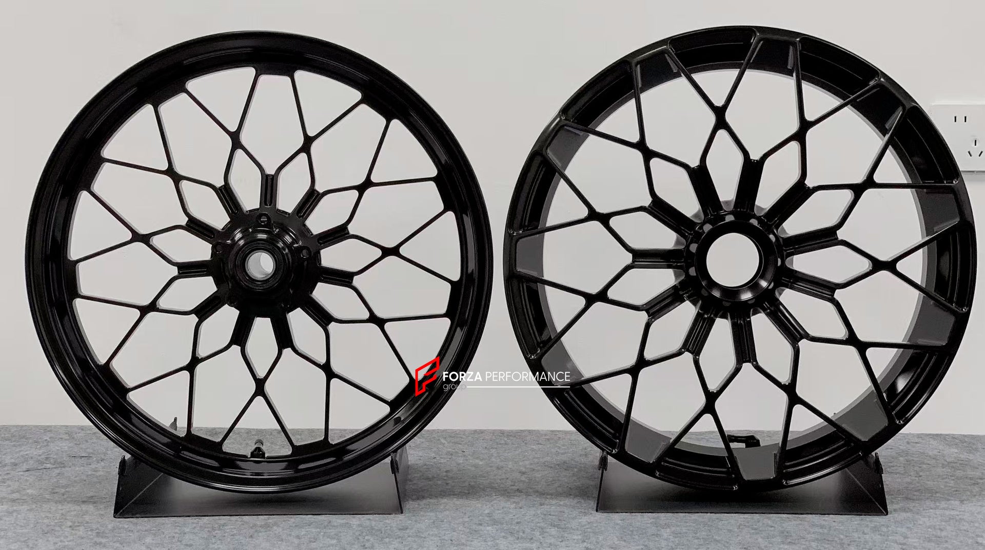 We manufacture premium quality forged motorcycle wheels rims for DUCATI MULTISTRADA V4 V4S V4RS V4 RALLY V4 PIKES PEAK in any design, size, color.

Wheel sizes (motorcycle spec):

Front: 3.5 x 17

Rear: 5.5 x 17

Weight:

Front: 4.25 kg (9.37 lbs)

Rear: 4.95 kg (10.91 lbs)


Finishing:Gloss Black

Forza Performance Group engineers and manufactures each forged motorcycle wheel individually per order. This ensures precise fitment, uncompromised strength, and unique styling. Whether for racing, touring, or da