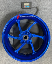 We manufacture premium quality forged motorcycle wheels rims for BMW M1000RR in any design, size, color.

Wheel sizes (motorcycle spec):

Front: 3.5 x 17

Rear: 6 x 17

Weight:

Front: 3.18 kg (7.01 lbs)

Rear: 4.18 kg (9.21 lbs)


Finishing: Gloss Sky Blue + Gloss Blue

Optional for an additional price: Dual-Color, Brushing, Chroming, Polishing, Carbon Barrel.

We offer motorcycle wheels in many sizes: 16, 17, 18, 19, 20, 21, 23, 26, 30, 32, and 34 inches. If you need a different size, please contact 