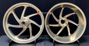 We manufacture premium quality forged motorcycle wheels rims for DUCATI PANIGALE in any design, size and color.

Wheel sizes (motorcycle spec):

Front: 3.5 x 17

Rear: 6 x 17

Weight:

Front: 4.12 kg (9.08 lbs)

Rear:&nbsp;4.22 kg (9.30 lbs)

Finishing: Satin Bronze