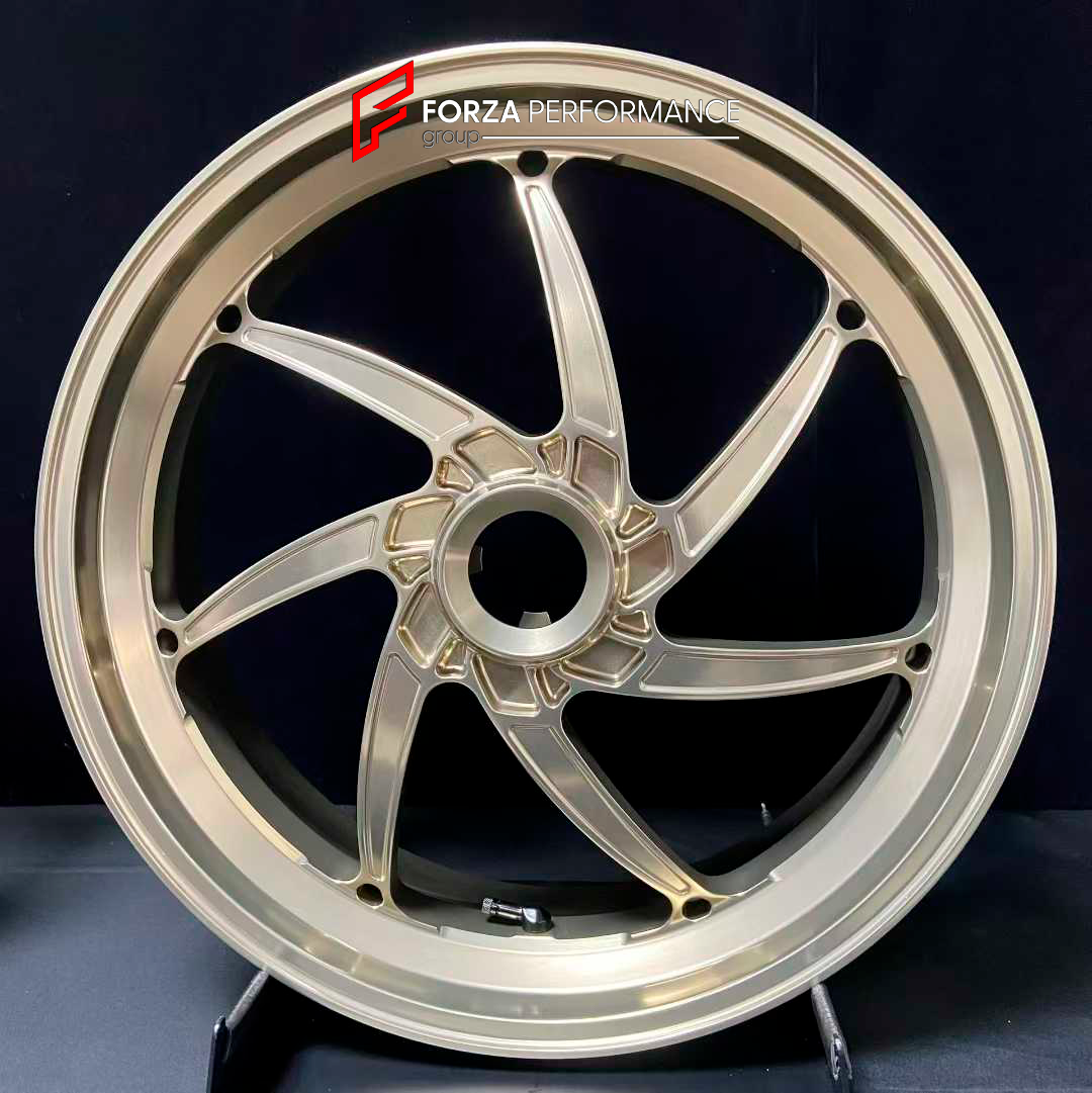 We manufacture premium quality forged motorcycle wheels rims for DUCATI PANIGALE in any design, size and color.

Wheel sizes (motorcycle spec):

Front: 3.5 x 17

Rear: 6 x 17

Weight:

Front: 4.12 kg (9.08 lbs)

Rear:&nbsp;4.22 kg (9.30 lbs)

Finishing: Satin Bronze