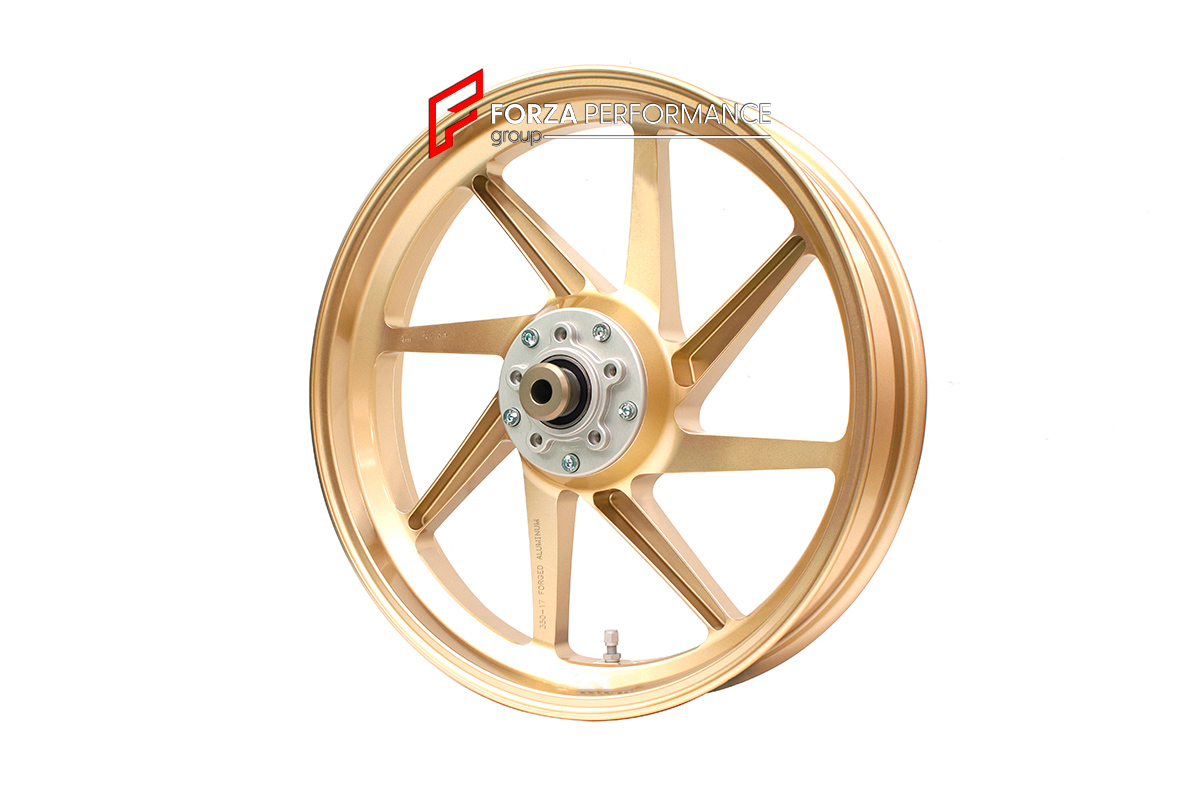 We manufacture premium quality forged motorcycle wheels rims for DUCATI PANIGALE in any design, size and color.

Wheel sizes (motorcycle spec):

Front: 3.5 x 17

Rear: 6 x 17

Finishing: Any

We offer motorcycle wheels in many sizes: 16, 17, 18, 19, 20, 21, 23, 26, 30, 32, and 34 inches. If you need a different size, please contact us.
All our motorcycle wheels come with the bearings already installed.
Our wheels come with standard hubs, but you can choose to upgrade to our special performance hubs.
You can