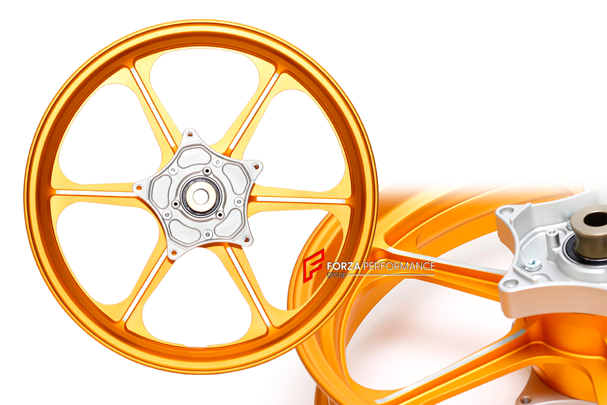 We manufacture premium quality forged motorcycle wheels rims for DUCATI PANIGALE in any design, size and color.

Wheel sizes (motorcycle spec):

Front: 3.5 x 17

Rear: 6 x 17

Finishing: Any

We offer motorcycle wheels in many sizes: 16, 17, 18, 19, 20, 21, 23, 26, 30, 32, and 34 inches. If you need a different size, please contact us.
All our motorcycle wheels come with the bearings already installed.
Our wheels come with standard hubs, but you can choose to upgrade to our special performance hubs.
You can