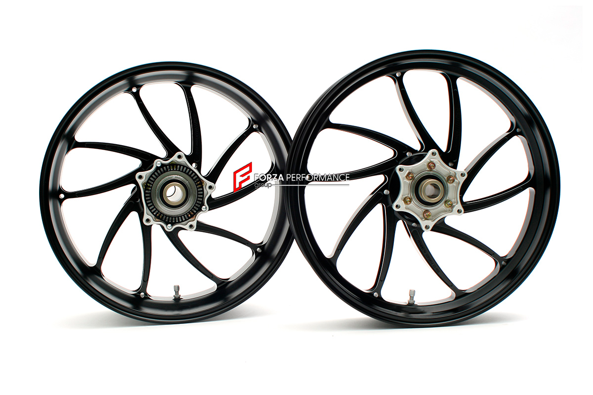 We manufacture premium quality forged motorcycle wheels rims for DUCATI PANIGALE in any design, size and color.

Wheel sizes (motorcycle spec):

Front: 3.5 x 17

Rear: 6 x 17

Finishing: Any

We offer motorcycle wheels in many sizes: 16, 17, 18, 19, 20, 21, 23, 26, 30, 32, and 34 inches. If you need a different size, please contact us.
All our motorcycle wheels come with the bearings already installed.
Our wheels come with standard hubs, but you can choose to upgrade to our special performance hubs.
You can