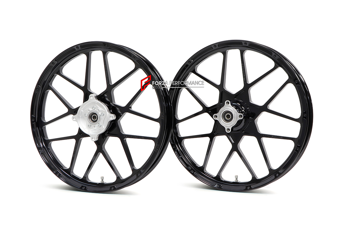 We manufacture premium quality forged motorcycle wheels rims for DUCATI PANIGALE in any design, size and color.

Wheel sizes (motorcycle spec):

Front: 3.5 x 17

Rear: 6 x 17

Finishing: Any

We offer motorcycle wheels in many sizes: 16, 17, 18, 19, 20, 21, 23, 26, 30, 32, and 34 inches. If you need a different size, please contact us.
All our motorcycle wheels come with the bearings already installed.
Our wheels come with standard hubs, but you can choose to upgrade to our special performance hubs.
You can