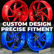 We manufacture premium quality forged motorcycle wheels rims in any design, size, color.

Wheel sizes (motorcycle spec): Any

Finishing: Any

Forza Performance Group engineers and manufactures each forged motorcycle wheel individually per order. This ensures precise fitment, uncompromised strength, and unique styling. Whether for racing, touring, or daily use — our wheels are built for both performance and design.

Advantages of Forza Performance Group forged wheels:
Our wheels are optimized for your motorc