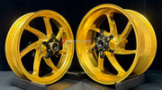 We manufacture premium quality forged motorcycle wheels rims for SUZUKI HAYABUSA in any design, size, color.

Wheel sizes (motorcycle spec):

Front: 3.5 x 17

Rear: 6 x 17

Weight:

Front: 3.93 kg (8.66 lbs)

Rear: 5.12 kg (11.29 lbs)

Finishing: Gloss Gold