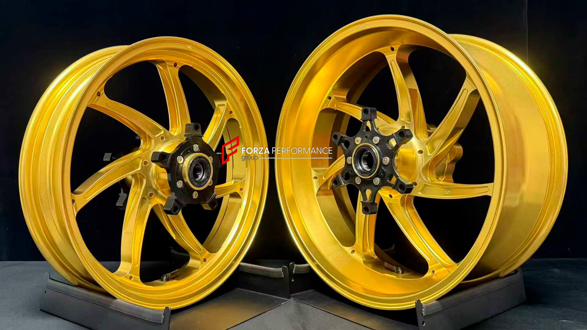 We manufacture premium quality forged motorcycle wheels rims for SUZUKI HAYABUSA in any design, size, color.

Wheel sizes (motorcycle spec):

Front: 3.5 x 17

Rear: 6 x 17

Weight:

Front: 3.93 kg (8.66 lbs)

Rear: 5.12 kg (11.29 lbs)

Finishing: Gloss Gold
