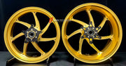 We manufacture premium quality forged motorcycle wheels rims for SUZUKI HAYABUSA in any design, size, color.

Wheel sizes (motorcycle spec):

Front: 3.5 x 17

Rear: 6 x 17

Weight:

Front: 3.93 kg (8.66 lbs)

Rear: 5.12 kg (11.29 lbs)

Finishing: Gloss Gold