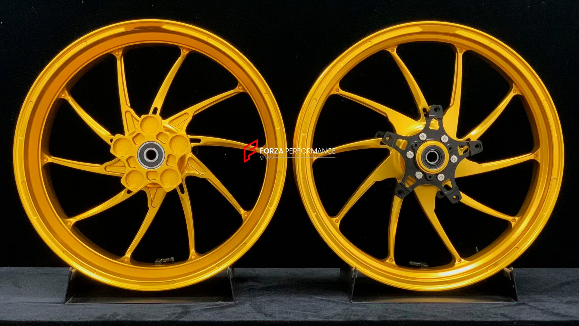 We manufacture premium quality forged motorcycle wheels rims for KAWASAKI ZX4R ZX4RSE in any design, size, color.

Wheel sizes (motorcycle spec):

Front: 3.5 x 17

Rear: 4.5 x 17

Weight:

Front: 5.05 kg (11.13 lbs)

Rear: 5.05 kg (11.13 lbs)


Finishing: Satin Gold

Forza Performance Group engineers and manufactures each forged motorcycle wheel individually per order. This ensures precise fitment, uncompromised strength, and unique styling. Whether for racing, touring, or daily use — our wheels are built f