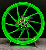 We manufacture premium quality forged motorcycle wheels rims for KAWASAKI ZX4R ZX4RSE in any design, size, color.

Wheel sizes (motorcycle spec):

Front: 3.5 x 17

Rear: 4.5 x 17

Weight:

Front: 5.05 kg (11.13 lbs)

Rear: 5.2 kg (11.46 lbs)


Finishing: Gloss Green

Forza Performance Group engineers and manufactures each forged motorcycle wheel individually per order. This ensures precise fitment, uncompromised strength, and unique styling. Whether for racing, touring, or daily use — our wheels are built f