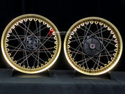 We manufacture premium quality forged motorcycle wheels rims for KTM 390 in any design, size, color.

Wheel sizes (motorcycle spec):

Front: 3.5 x 19

Rear: 4.5 x 17

Weight:

Front: 5.2 kg (11.46 lbs)

Rear: 6.25 kg (13.78 lbs)


Finishing: Gloss Gold

Forza Performance Group engineers and manufactures each forged motorcycle wheel individually per order. This ensures precise fitment, uncompromised strength, and unique styling. Whether for racing, touring, or daily use — our wheels are built for both perfor