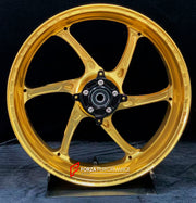 We manufacture premium quality forged motorcycle wheels rims for KAWASAKI ZX4R ZX4RSE in any design, size, color.

Wheel sizes (motorcycle spec):

Front: 3.5 x 17

Rear: 4.5 x 17

Weight:

Front: 4.35 kg (9.59 lbs)

Rear: 4.85 kg (10.69 lbs)


Finishing: Gloss Gold

Forza Performance Group engineers and manufactures each forged motorcycle wheel individually per order. This ensures precise fitment, uncompromised strength, and unique styling. Whether for racing, touring, or daily use — our wheels are built fo