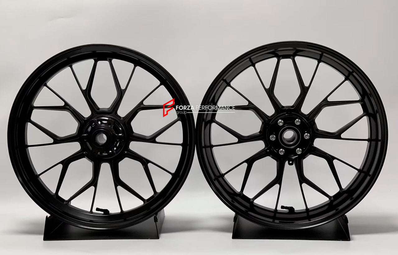 We manufacture premium quality forged motorcycle wheels rims for QJMOTOR in any design, size, color.
Wheel sizes (motorcycle spec):
Front: 3.5 x 17
Rear: 5.5 x 17
Weight:
Front: 4.05 kg (8.93 lbs)
Rear: 5.4 kg (11.9 lbs)
Finishing: Gloss Black
Forza Performance Group engineers and manufactures each forged motorcycle wheel individually per order. This ensures precise fitment, uncompromised strength, and unique styling. Whether for racing, touring, or daily use — our wheels are built for both perform