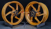We manufacture premium quality forged motorcycle wheels rims for SUZUKI HAYABUSA in any design, size, color.

Wheel sizes (motorcycle spec):

Front: 3.5 x 17

Rear: 6 x 17

Weight:

Front: 4.65 kg (10.25 lbs)

Rear: 5.4 kg (11.9 lbs)


Finishing: Gloss Gold

Forza Performance Group engineers and manufactures each forged motorcycle wheel individually per order. This ensures precise fitment, uncompromised strength, and unique styling. Whether for racing, touring, or daily use — our wheels are built for both p