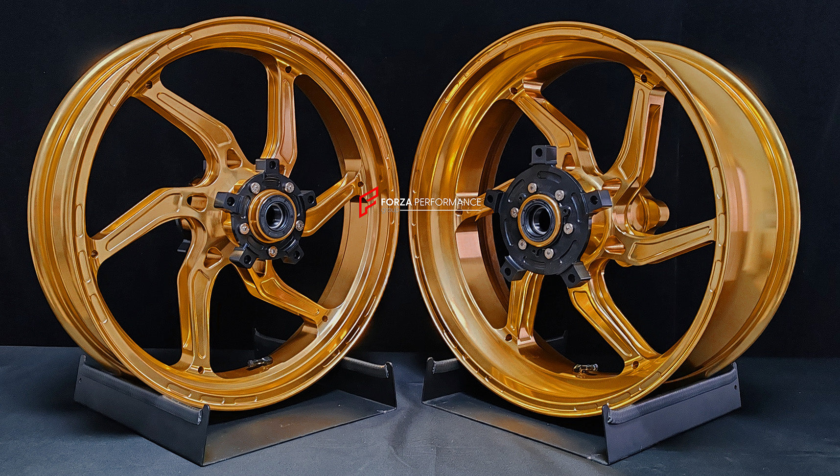 We manufacture premium quality forged motorcycle wheels rims for SUZUKI HAYABUSA in any design, size, color.

Wheel sizes (motorcycle spec):

Front: 3.5 x 17

Rear: 6 x 17

Weight:

Front: 4.65 kg (10.25 lbs)

Rear: 5.4 kg (11.9 lbs)


Finishing: Gloss Gold

Forza Performance Group engineers and manufactures each forged motorcycle wheel individually per order. This ensures precise fitment, uncompromised strength, and unique styling. Whether for racing, touring, or daily use — our wheels are built for both p