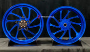 We manufacture premium quality forged motorcycle wheels rims for YAMAHA in any design, size, color.

Wheel sizes (motorcycle spec):

Front: 3.5 x 15

Rear: 4 x 14

Weight:

Front: 3.95 kg (8.71 lbs)

Rear: 3.85 kg (8.49 lbs)


Finishing: Gloss Blue

Forza Performance Group engineers and manufactures each forged motorcycle wheel individually per order. This ensures precise fitment, uncompromised strength, and unique styling. Whether for racing, touring, or daily use — our wheels are built for both performanc